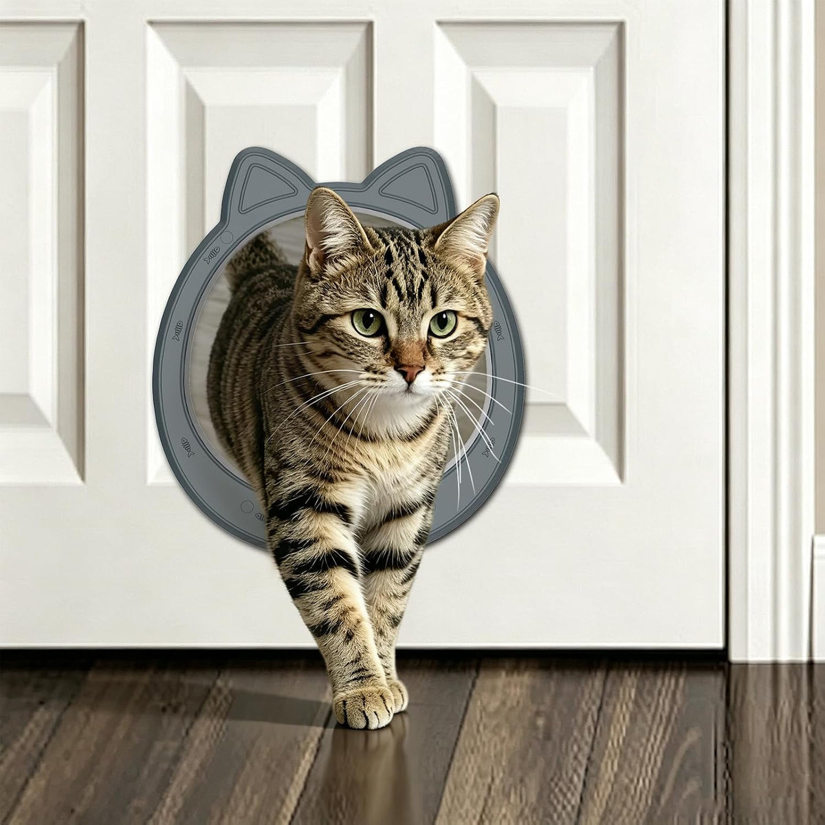 Large Cat Door Interior Door, No-Flap Pet Door for Cats Up to 22 lbs(Gray)