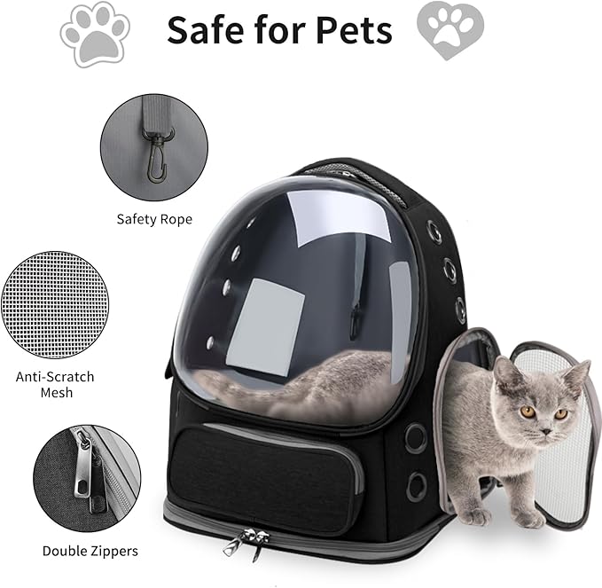 Cat Backpack Carrier for Cats and Small Dogs, Breathable Cat Bubble Backpack - Image 4