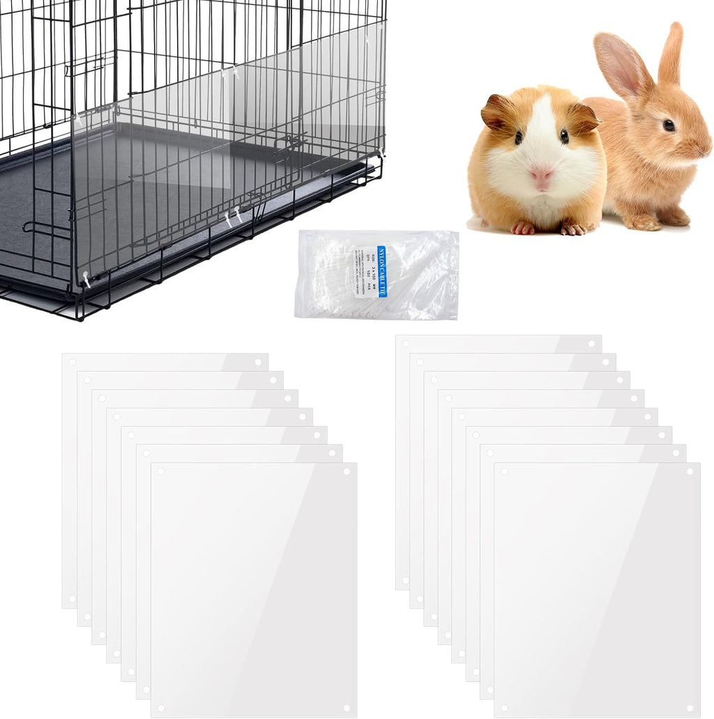 15-Pack Transparent Cage Scatter Guards – PVC Pet Enclosure Barriers with Zip Ties | Mess Prevention Panels for Rabbit, Ferret, Chinchilla & Small Animal Cages