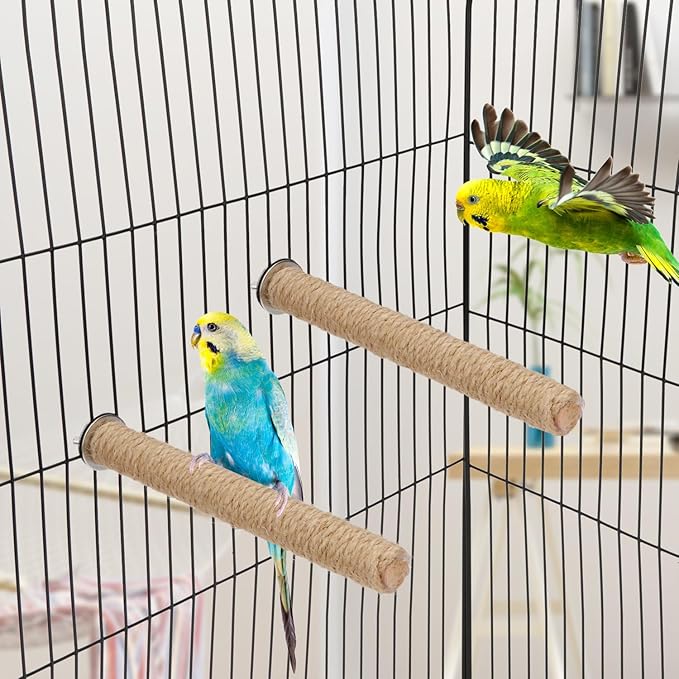 Hypeety Bird Perch Stand Natural Wood Parrot Hemp Rope Perch Birdcage - Image 6