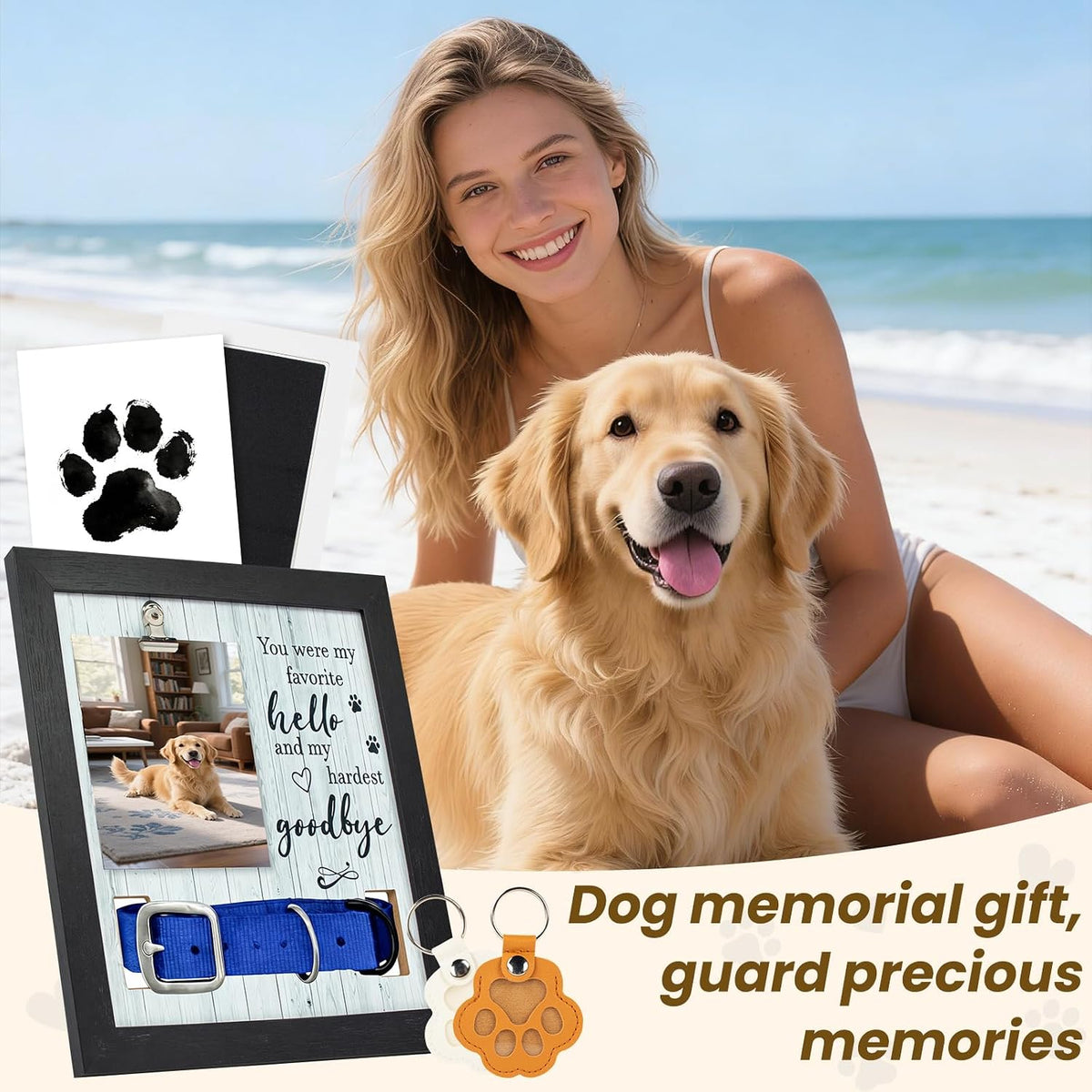 Pet Memorial Frame with Collar Holder,Pet Memorial Gifts for Dogs