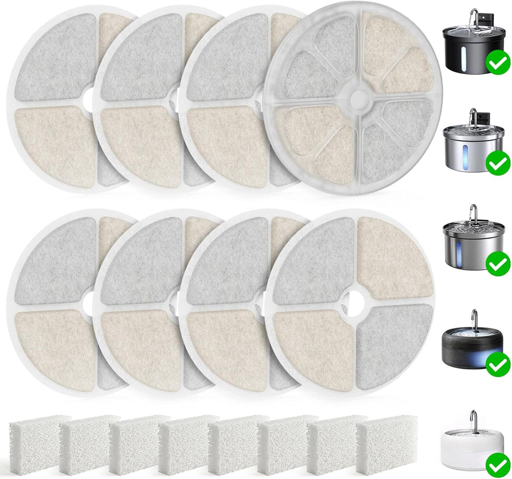 12-Pack Cat Water Fountain Filters 5-Layer Replacement for FN-W08L W08 W06