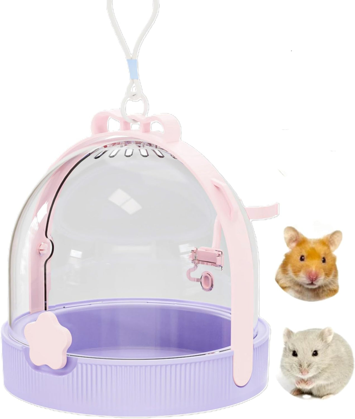 TUTU&LELE Travel Cage for Dwarf Hamster Mice Small Pets Hand Crossbody Carrier with Warm Plush Pad & Water Bottle (Blue)