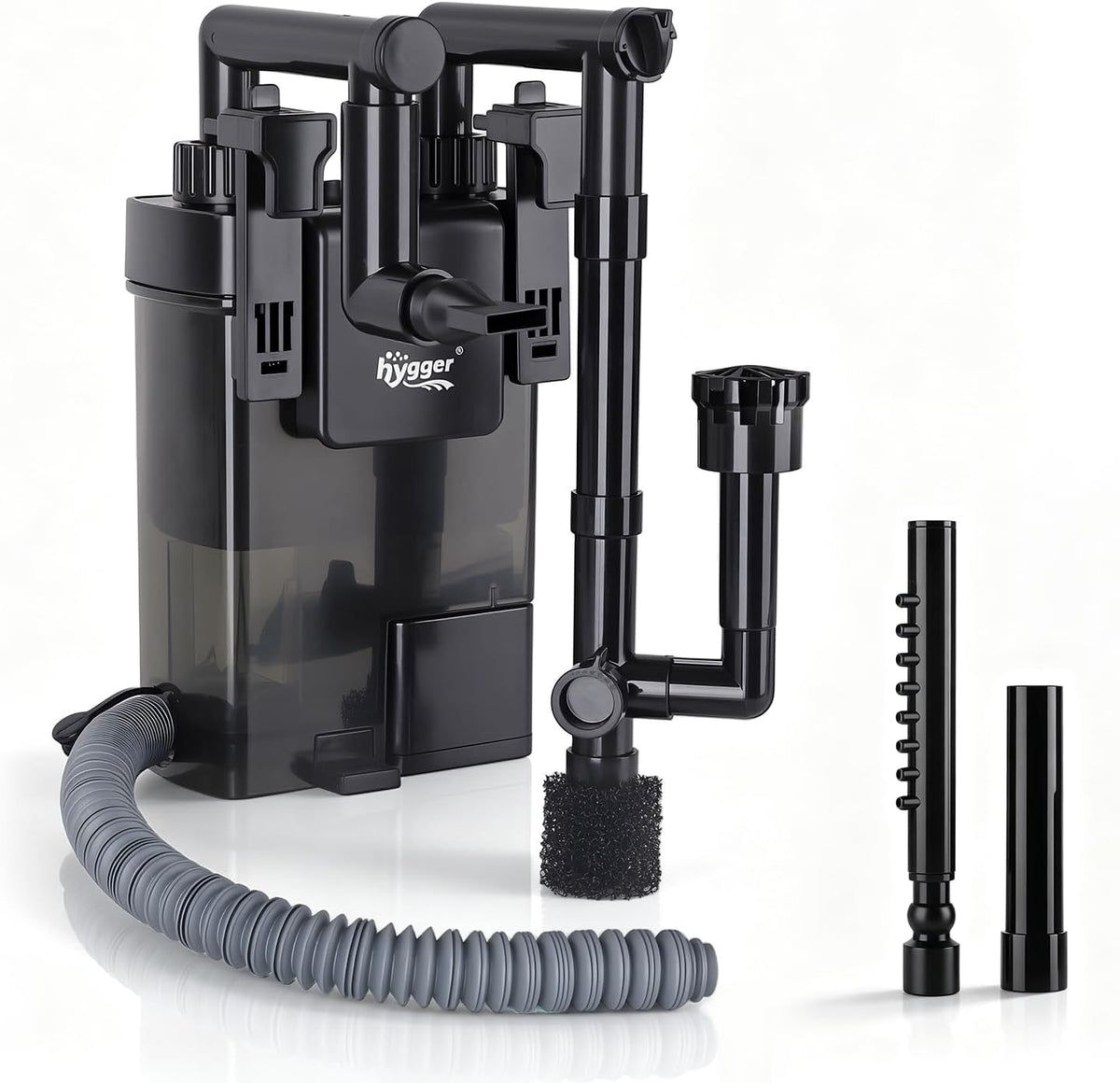 hygger Hang-On-Back Aquarium Filter with Debris Collection Chamber,Ultra Quiet Multi-Stage Filtration System Fish Tank Filter, Surface Skimmer, Adjustable Flow,Duckbill Nozzle & Rainfall Spray Bar