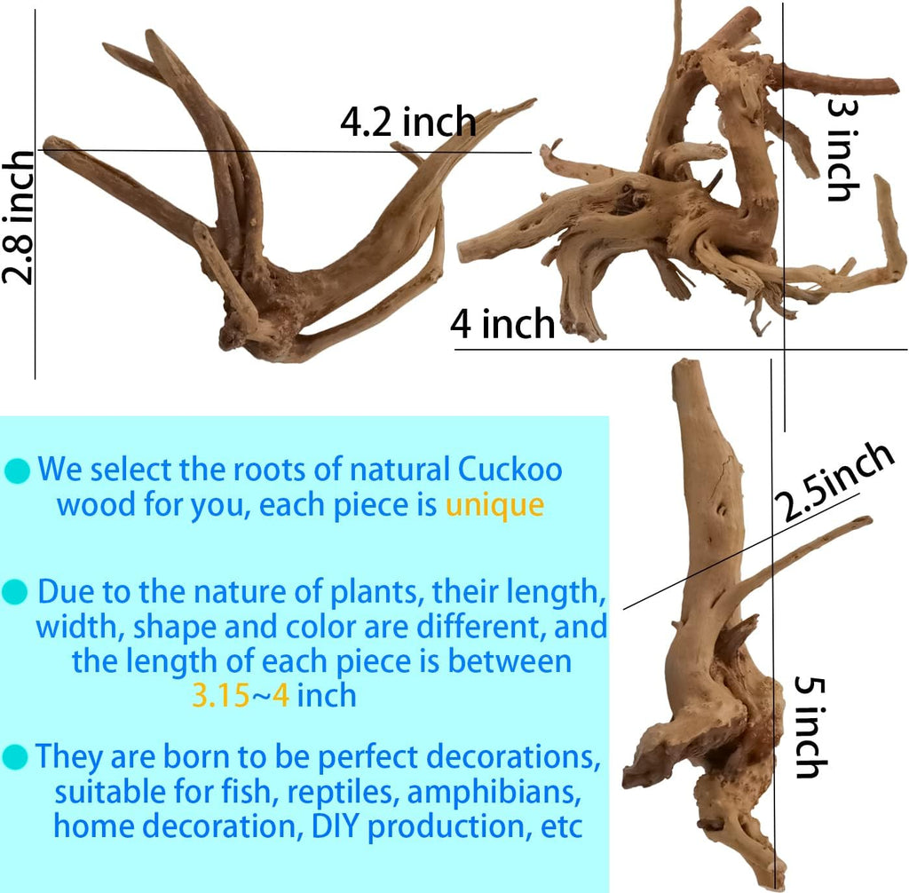 Vmiapxo 8-Pack Natural Driftwood, Sinkable Spider Wood (3.15''-4'')
