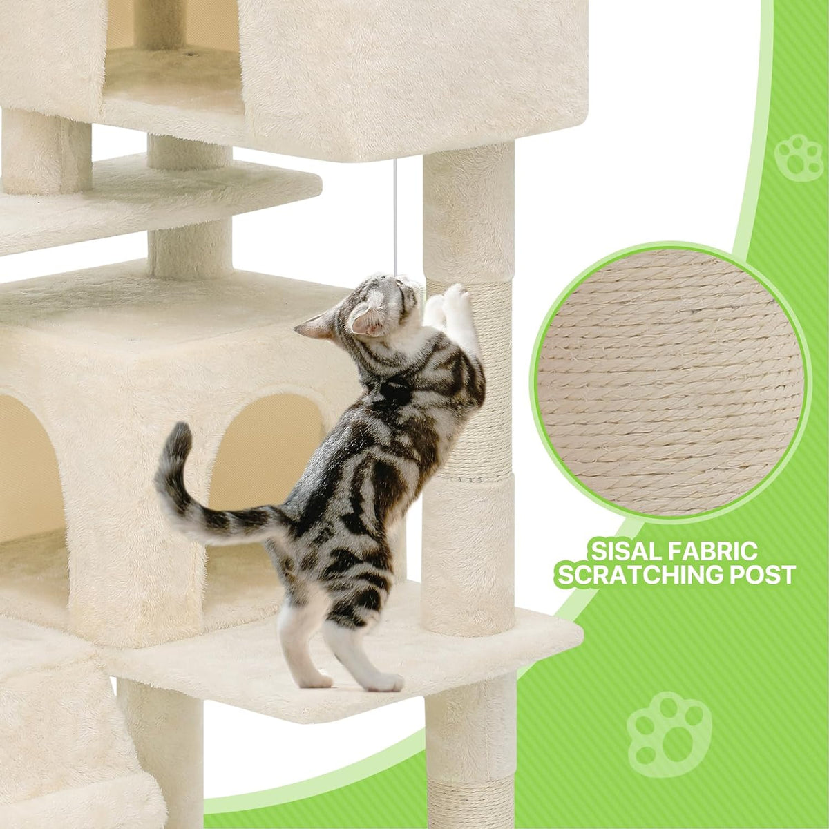 Magshion Cat Tree 55" Cats Tower for Indoor Cats, Multi-Level Cat Condo with Scratching Post, Top Perch, Sisal Board and Dangling Ball, Cat Stand Jumping Platform Kittens Pet Play House (Beige)
