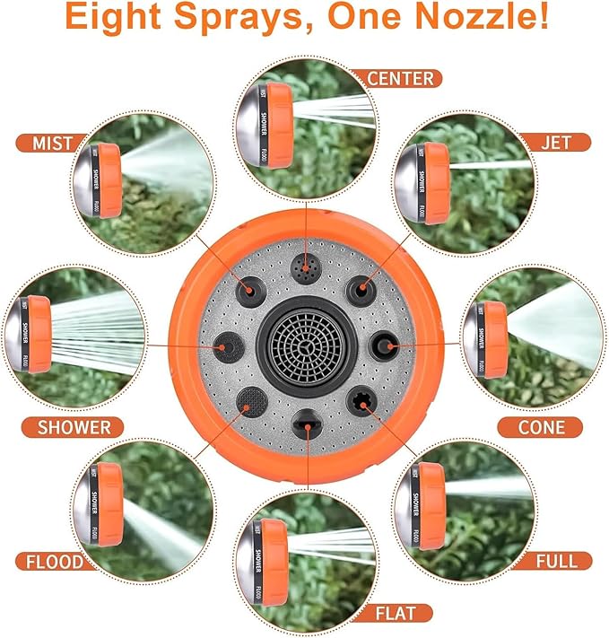 Dog Wash Hose, 8 Way Spray Pattern Garden Hose Nozzle - Image 4