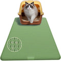 Cat Litter Mat, Silicone Litter Trapping Mat - Removal/Waterproof/Urine Proof, Cat Massage Mat (24" X 18"), Litter Box Mat - Keep the Floor Clean Green