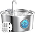 Cat Fountains for Drinking Stainless Steel: 108oz/3.2L Cat Water Fountain Led by GIOTOHUNPetLife