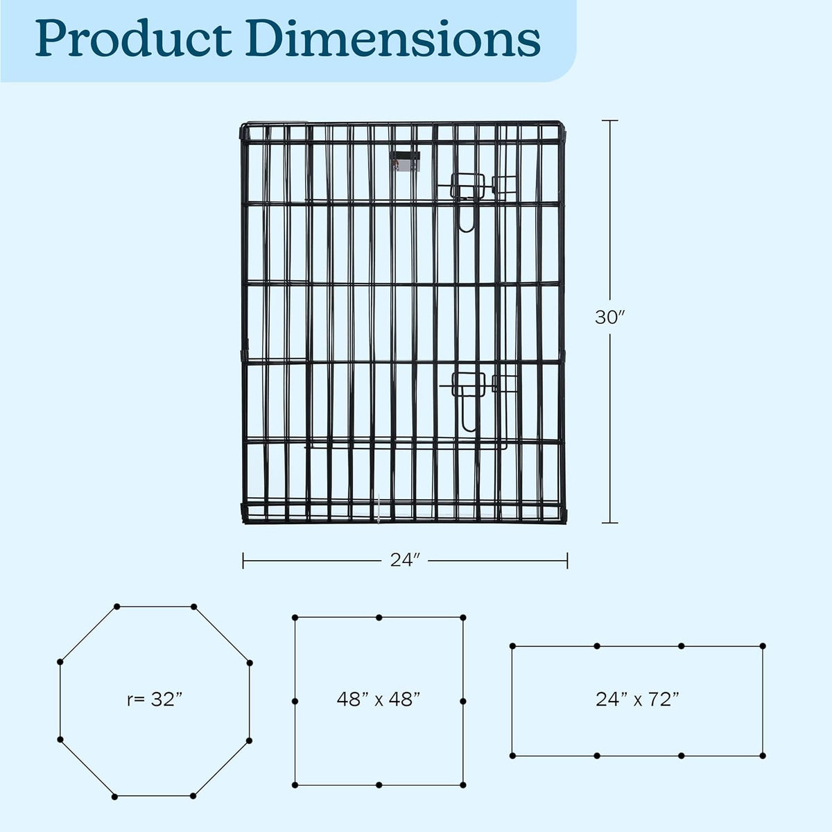 Pet Trex 24" Exercise Playpen for Dogs Eight 24" x 30" High Panels with Gate