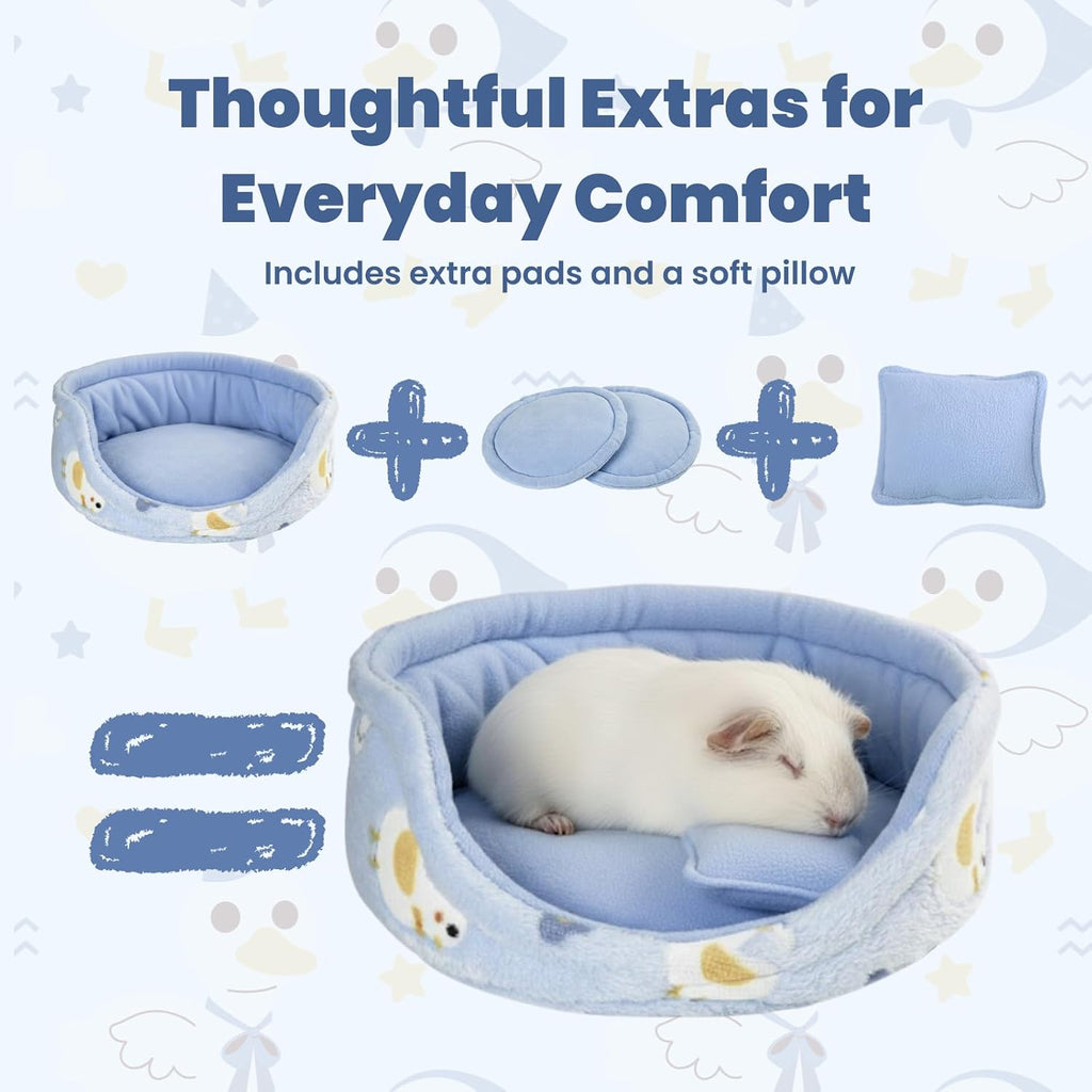 Guinea Pig Couch Bed, Plush Sofa with 2 Washable Mats & Pillow