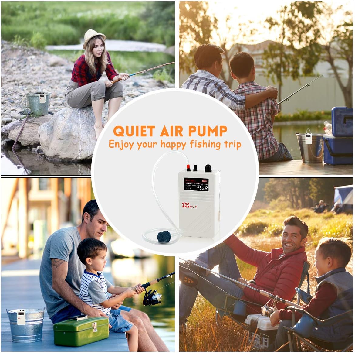 Battery Aquarium Air Pump, Quiet DC-800 Backup Fish Tank Air Bubbler, Portable Power Outage Aerator Emergency Oxygen Diffuser, Keeps Fish Safe & Bait Minnow Shrimp Alive