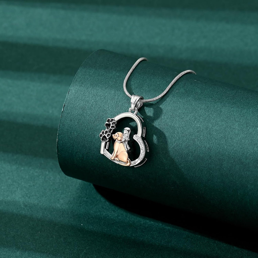 Dogs Cremation Jewelry Urn Necklaces With Mini Dog Paw for Ashes Memorial Keepsake Pendant for Women Man Gifts With Funnel Kit & Bag