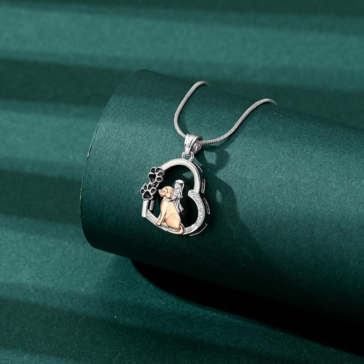 Dogs Cremation Jewelry Urn Necklaces With Mini Dog Paw for Ashes Memorial Keepsake Pendant for Women Man Gifts With Funnel Kit & Bag
