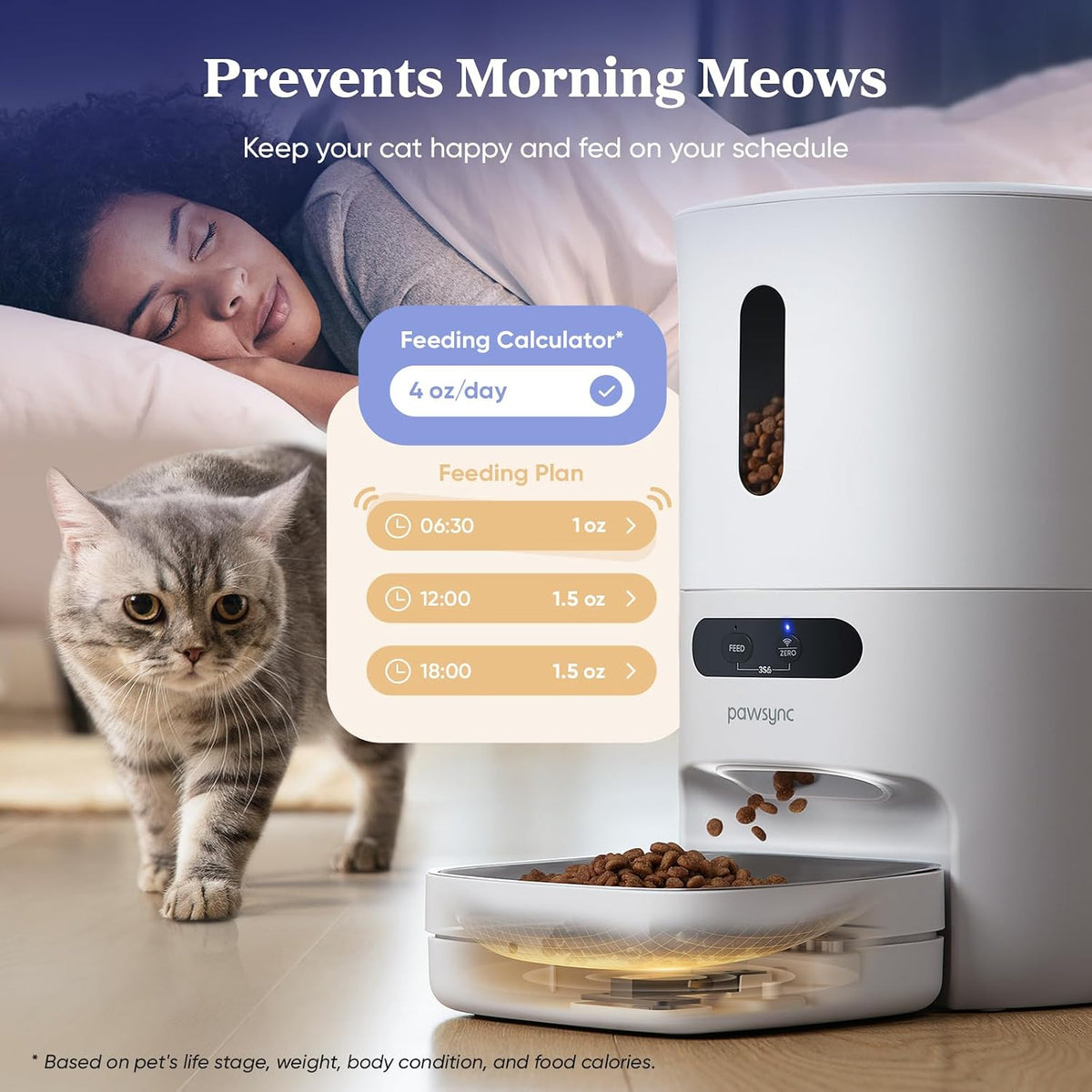 Pawsync Automatic Cat Feeder, WiFi & Smart Scale, Remote Feeding
