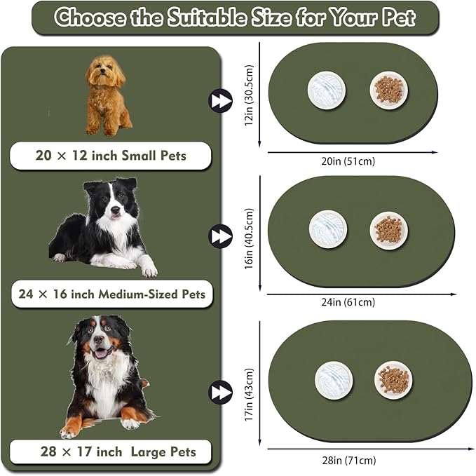 Pet Feeding Mat – 20''x12'' Absorbent Dog Food Mat, Pet Water Mats Protect Floor - Image 3
