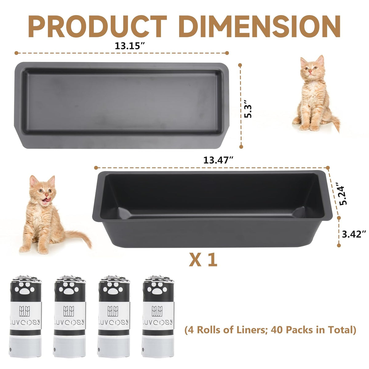 40 Litter Box Liners with a Permanent Waste Receptacle Compatible with Nature's Miracle 2nd Version and Littermaid 3rd Edition, Litter Box with Cat Litter Liner (Machine NOT Included)