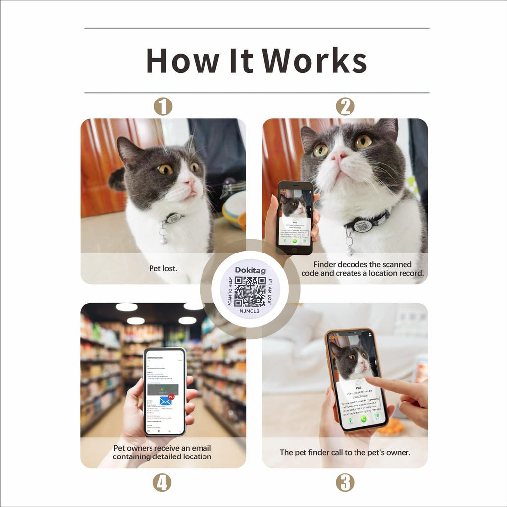 6(Pack) Cat Collar Breakaway with QR Code Name Tag,Pet ID Tag,Scan QR Receive Instant Pet Location Alert Email 6pack (Pink & Black & Orange & Green & Red & Blue)