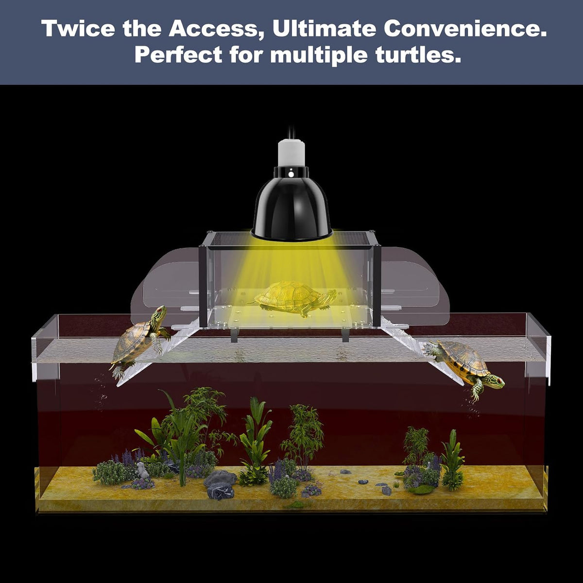 Dual Ramp Turtle Basking Platform for 16-24in Wide 125/150/180 Gallon Tank