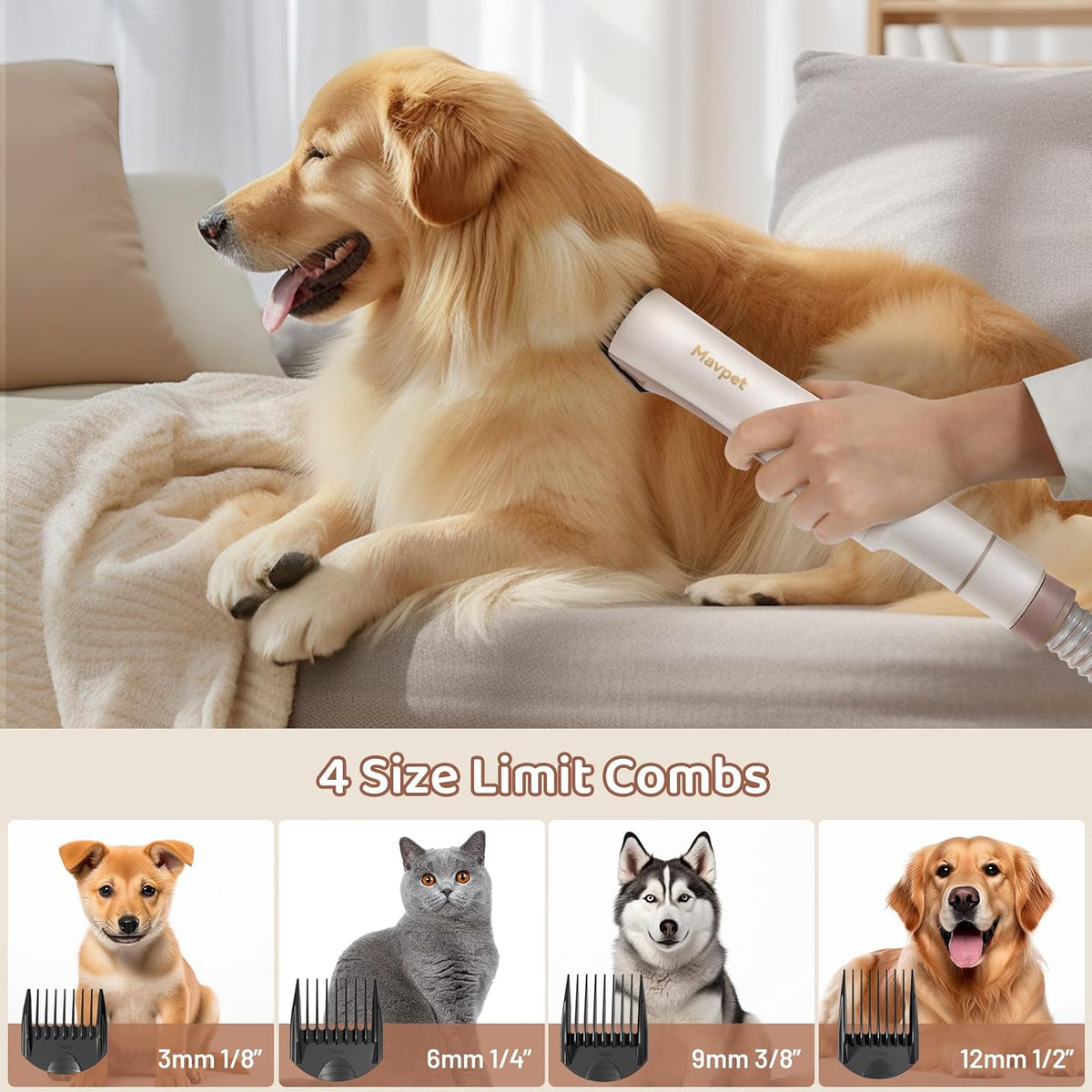 Mavpet 3.2L Dog Grooming Kit & Vacuum Suction