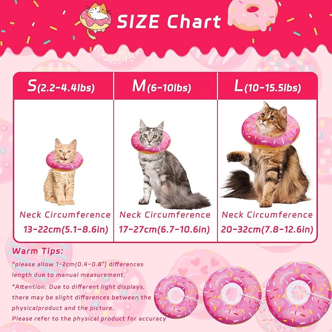 Cat Cone Soft Collar, Adjustable Cat Recovery Collars Kitten Cones to Stop - Image 2