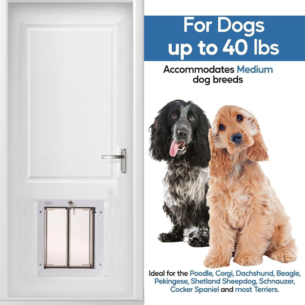 PlexiDor Performance Door-Mount Pet Door, White, Medium, Up to 40 lb