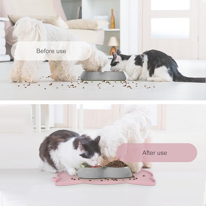 Coomazy Cat Food & Water Mat, Thicker Non-Slip Silicone Mat - Image 4