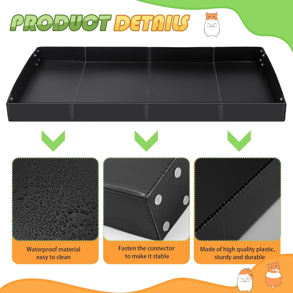 Wenqik 2 Pcs Guinea Pig Cage Liner Corrugated Plastic Base, Dark Black