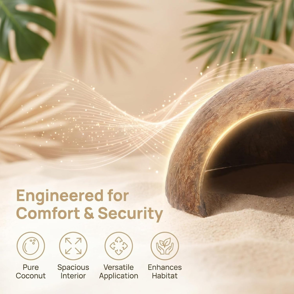 SHINEOFI Hermit Crab Hideout Coconut Shell Shelter with 8 Hermit Crab Shells Reptile Hide Cave Turtle Rest Hut Aquarium Habitat Decor for Fish Tanks and Reptile Containers