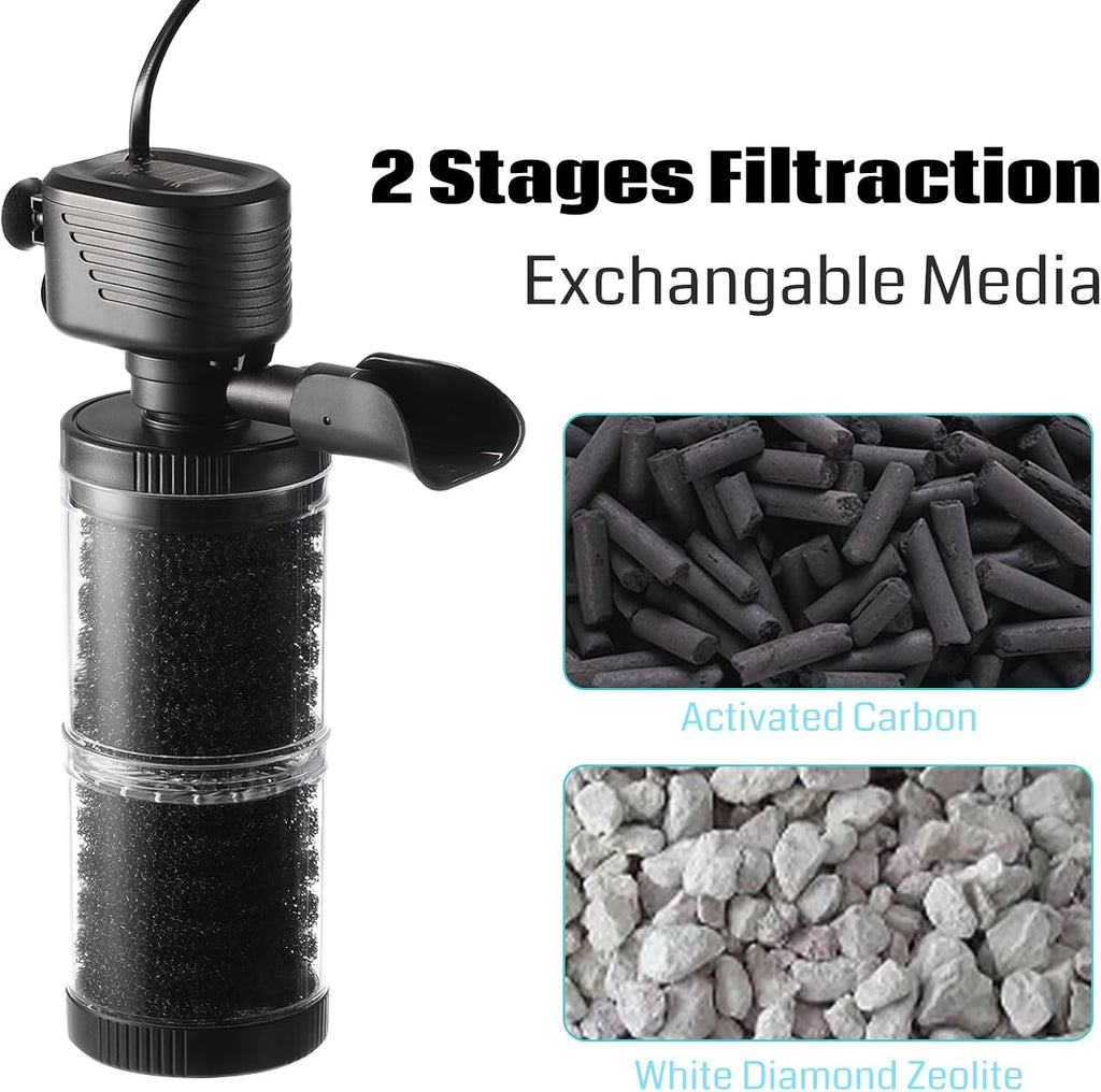 SainSmart XpertMatic 15W 2 Stages 238 GPH (900L/h) Aquarium Filter XpertMatic Submersible Aquarium Heater