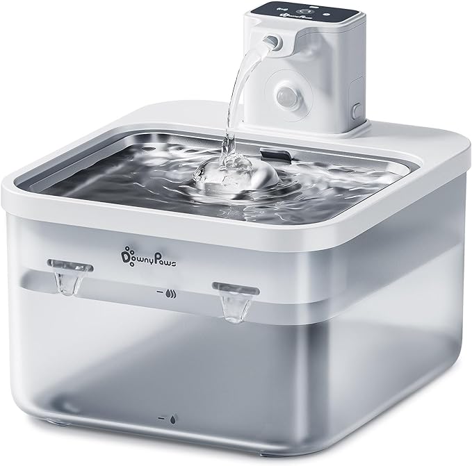 DownyPaws Battery Operated Cat Water Fountain Stainless Steel, 84oz/2.5L by DownyPaws