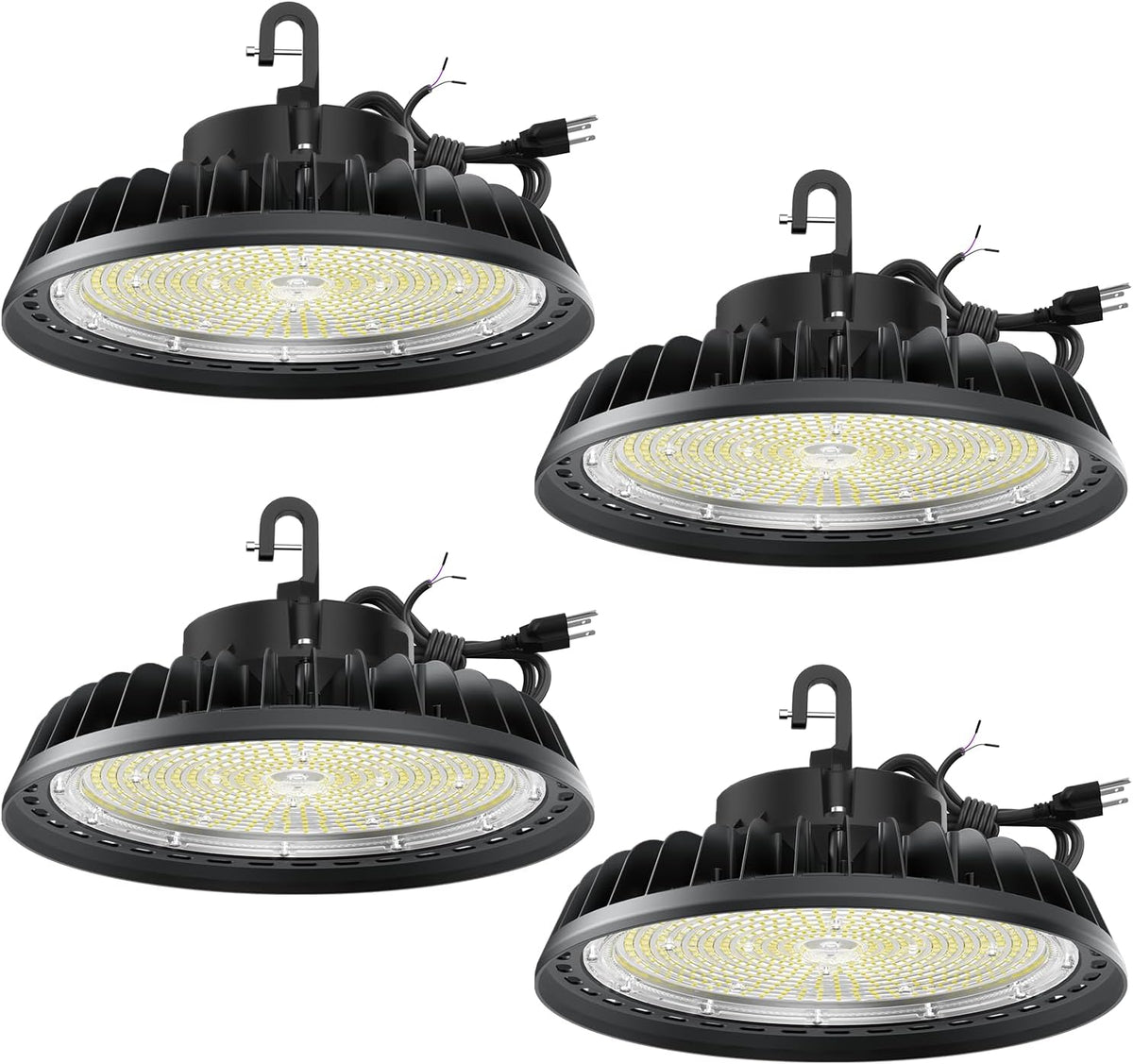 UFO LED High Bay Light 240W 6 Pack, High Bay LED Shop Light 36,000LM 0-10V Dimmable, 5' Cable with US Plug, Hanging Hook, Safe Rope, ETL Listed High Bay for Warehouse Factory Barn Shop