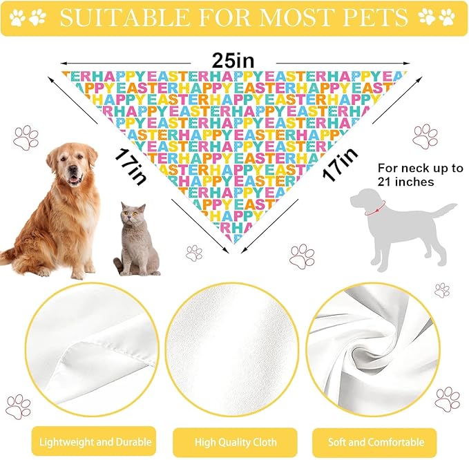 Easter Dog Bandana, 2 Pack Adjustable Holiday Party Pets Rabbit Easter Egg - Image 6