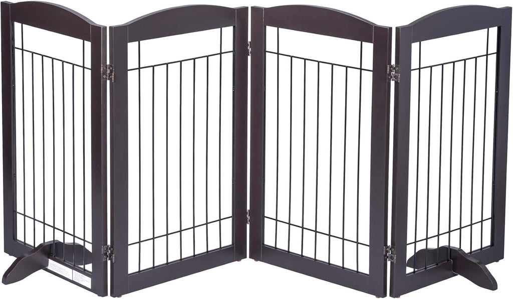 Spirich Free Standing Foldable Metal Pet Gate for Dog, 80" Extra Wide 30" H
