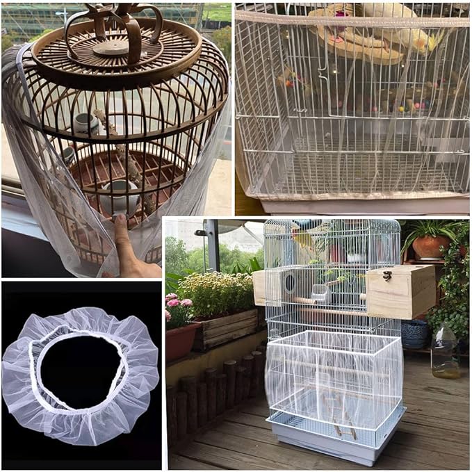 Bird Cage Seed Catcher Skirt, Bird Cage Mesh Net Cover, Parakeet Cage Skirt - Image 7