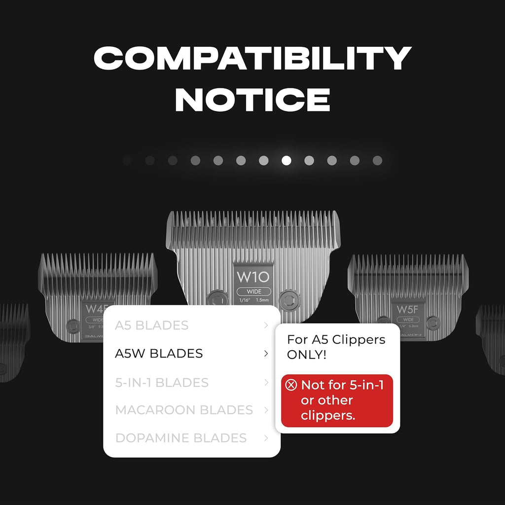 Detachable Pet Dog Grooming Ceramic Titanium A5 Wide Blade, Compatible with Wahl, Andis, Heiniger A5 Clippers (10W 1/16", 1.5mm)