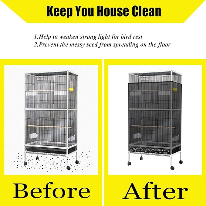 Bird Cage Seed Catcher Large Bird Cage Cover 118 * 31 inches Adjustable Net - Image 5