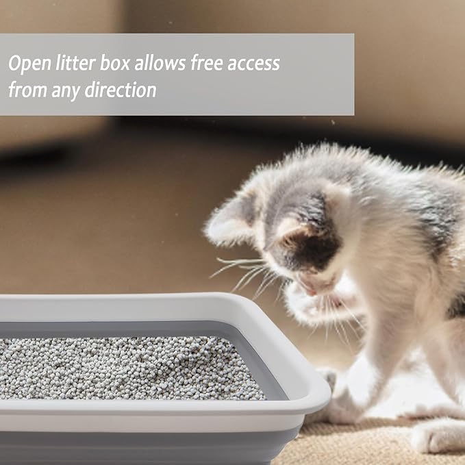 2 Pack Collapsible Small Cat Litter Box, Open Kitten Litter Potty Pan Low Entry - Image 3