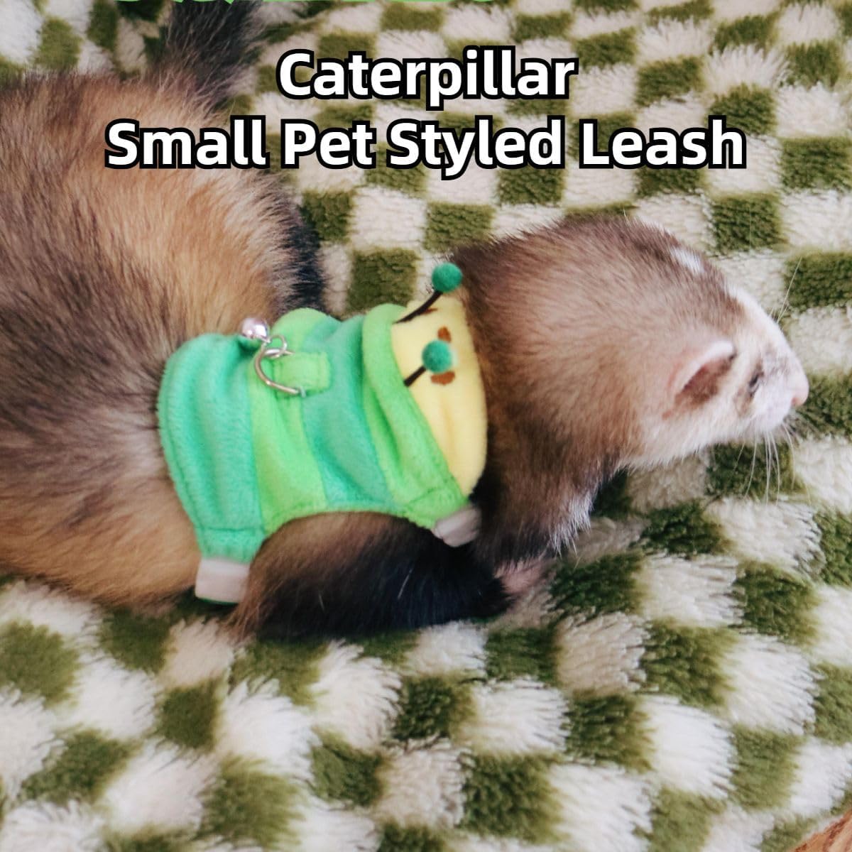 Ferret Harness and Leash Set - Small Animal Soft Fleece Vest with Safe Bell Halloween Outfit Adjustable Traction Rope Outdoor Walking Training Leash for Ferret Bearded Dragon Kitten Rabbit (Pink)
