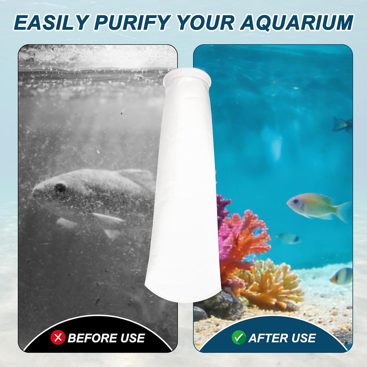 Aquarium Filter Bag Mesh (2Pc 150 Micron 7.1" Ring 31.9" Long)
