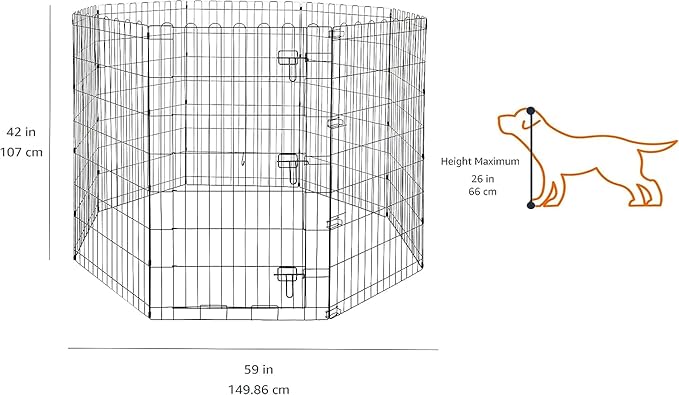 Amazon Basics Foldable Octagonal Metal Exercise Dog Playpen, Indoor/Outdoor - Image 2