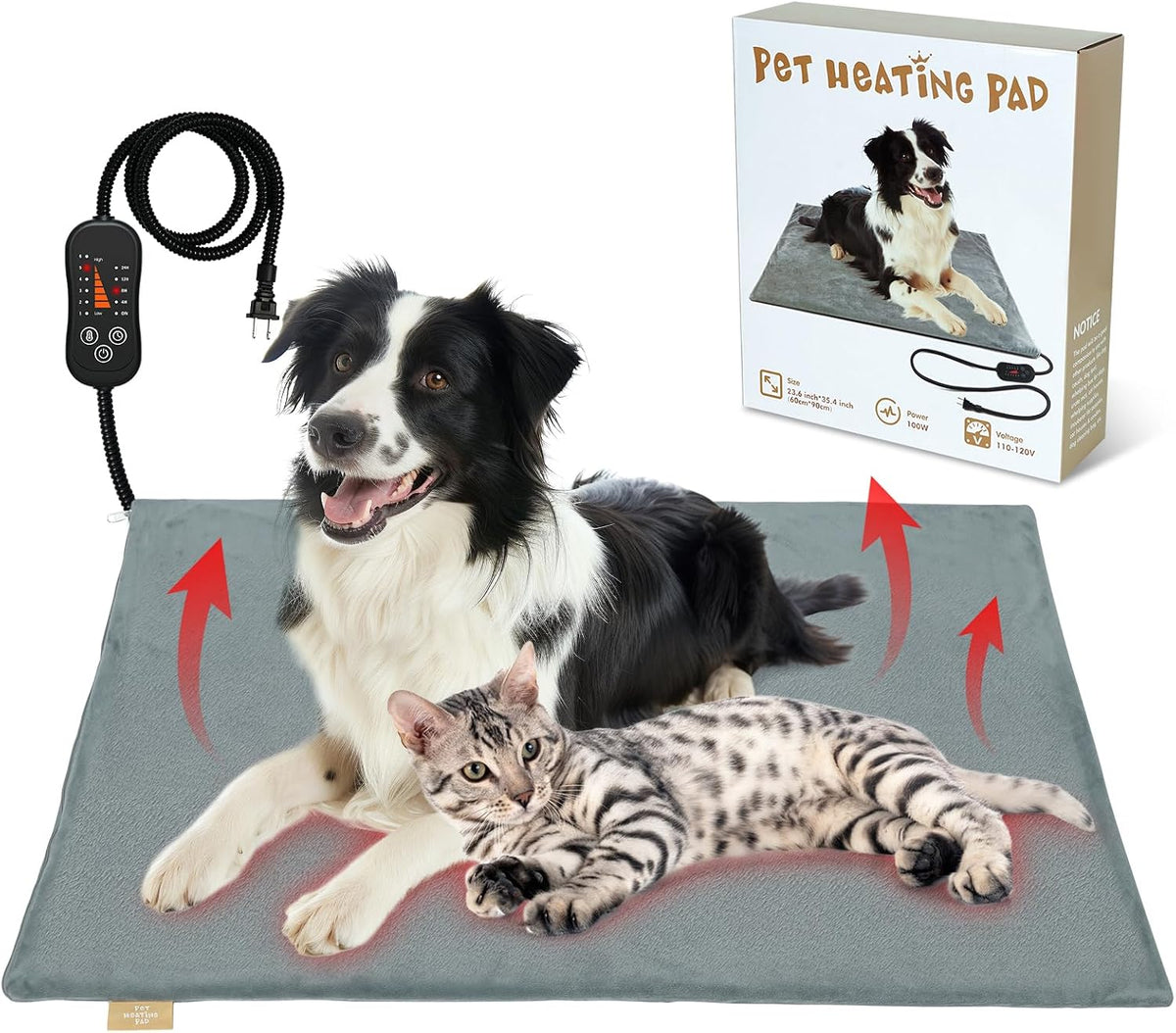 Vannon Pet Heating Pad for Dogs & Cats, Adjustable Heat with Timer, 17.7"