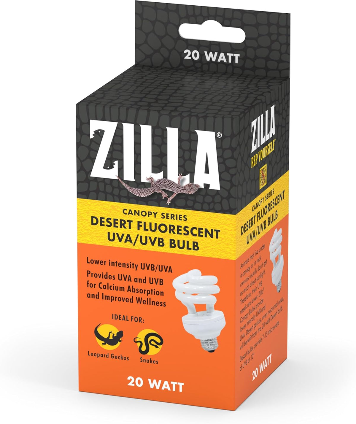 Zilla Canopy Series Fluorescent UVB/UVA Bulb for Reptiles, 13 W