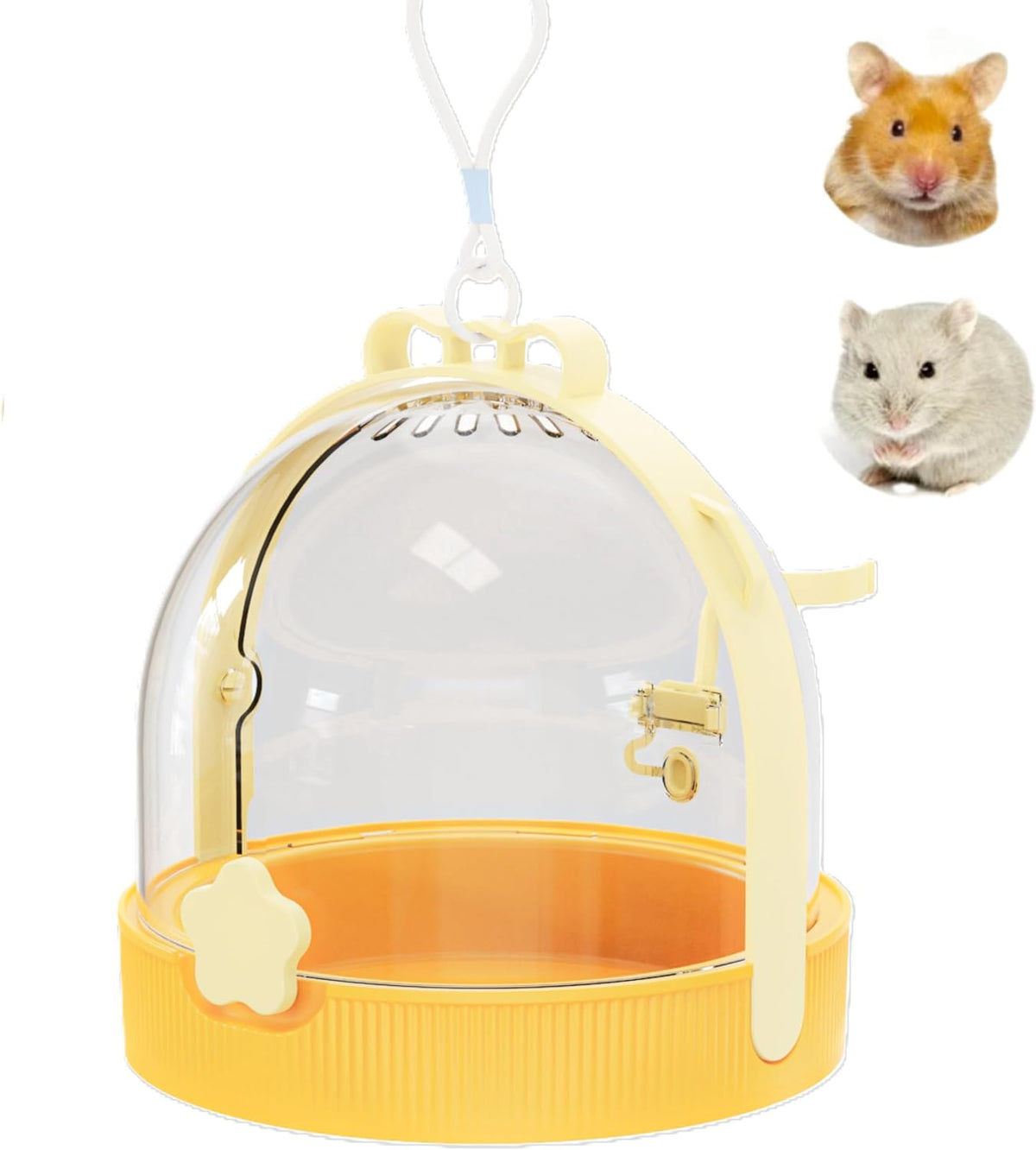 TUTU&LELE Travel Cage for Dwarf Hamster Mice Small Pets Hand Crossbody Carrier with Warm Plush Pad & Water Bottle (Blue)