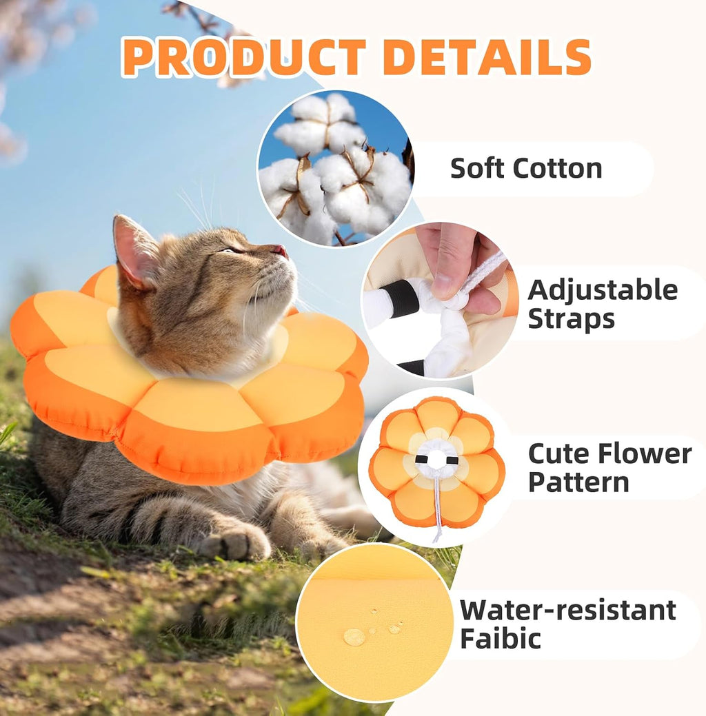 PUPTECK Cat Cone Collar, Soft Kitten Recovery Collar, Lightweight Anti-Bite Lick Elizabethan e Collar for Cats Puppy After Surgery, Orange M