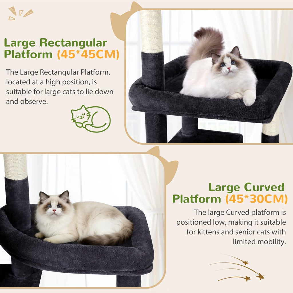 Globlazer 74in Large Sturdy Cat Tree for Large Cats, F74F, Dark Grey