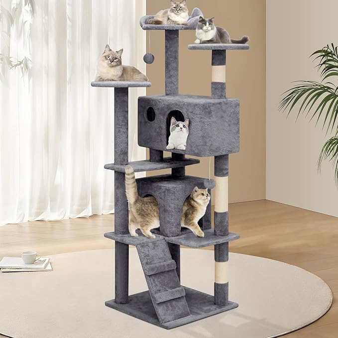 Athena Collection Cat Tree, 62 Inch Cat Tree Tower - Image 3