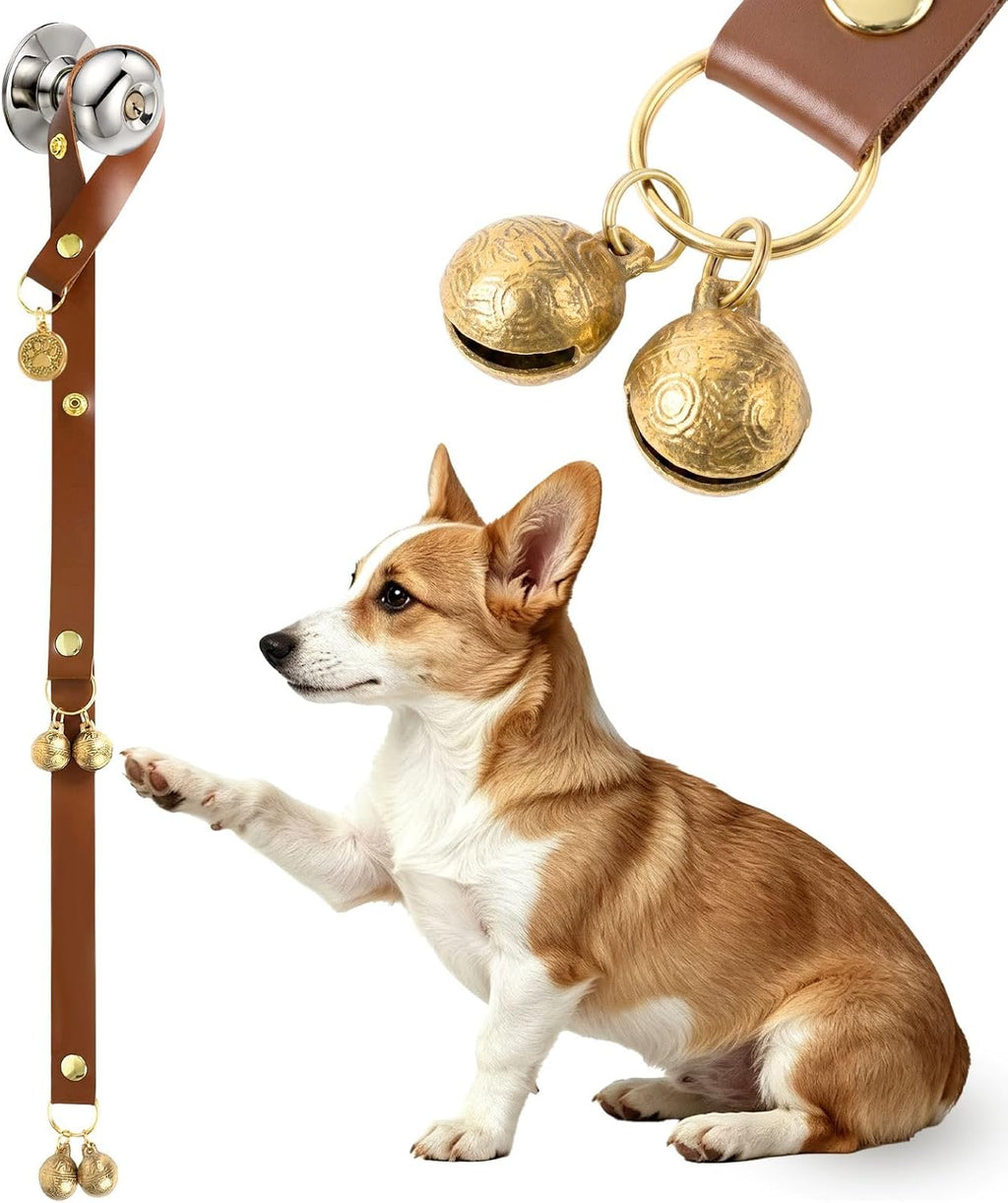 Kytely Leather Dog Doorbells to Go Outside, Brass Bells for Potty Training