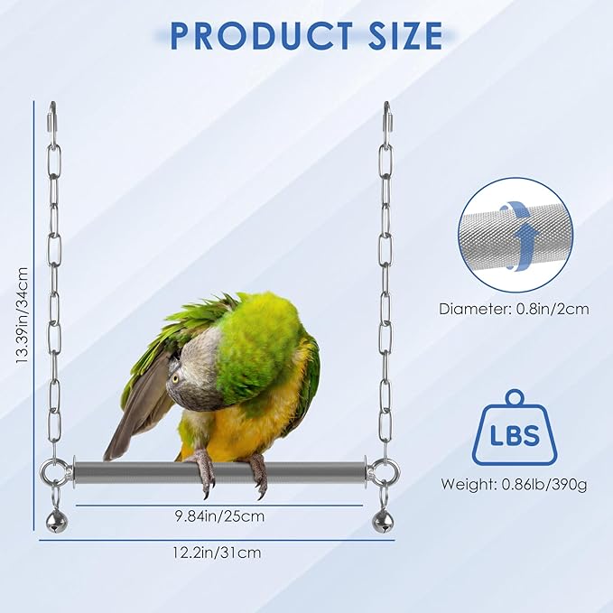 Stainless Steel Large Bird Swing, Hanging Heavy Duty Parrot Swings Perches - Image 2