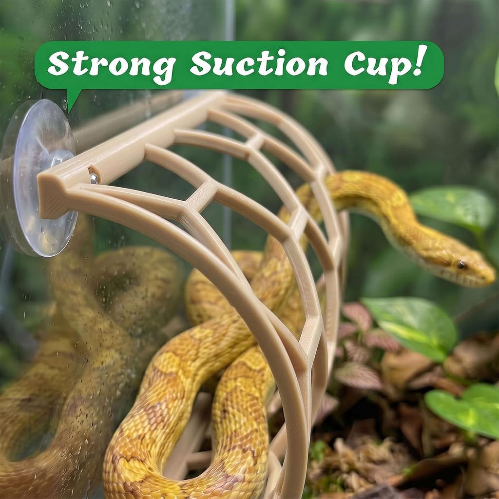 Reptile Honeycomb Climbing Shelf, Suction Cup Snake Hide & Rest Platform, Terrarium Wall Climbing Decor for Ball Python, Corn Snake, Gecko, Bearded Dragon & Lizard (Wood Color)